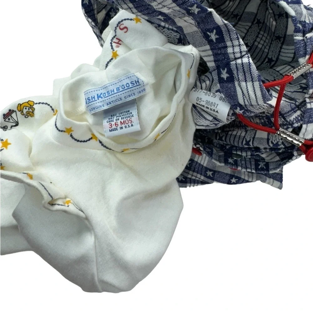 Vintage Oshkosh 3-6 Month Red & Blue Sailor Shortalls